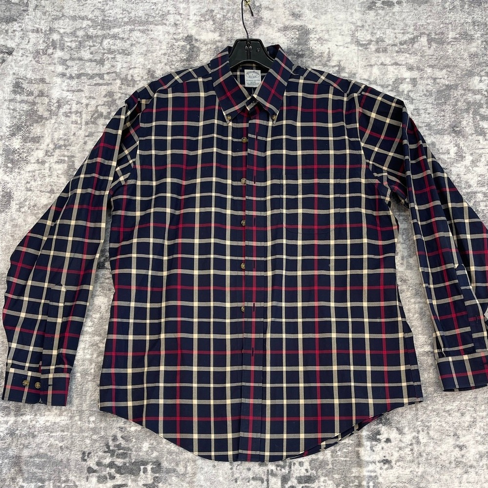 Brooks Brothers‎ Mens Large Long Sleeve Plaid Button Down Preppy Shirt Slim Fit